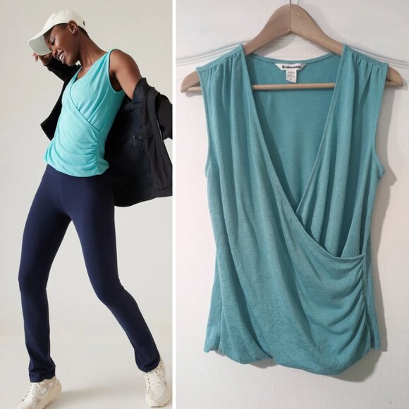 NEW! Athleta | Breezy Wrap Tank In Gulf Green - Picture 1 of 7
